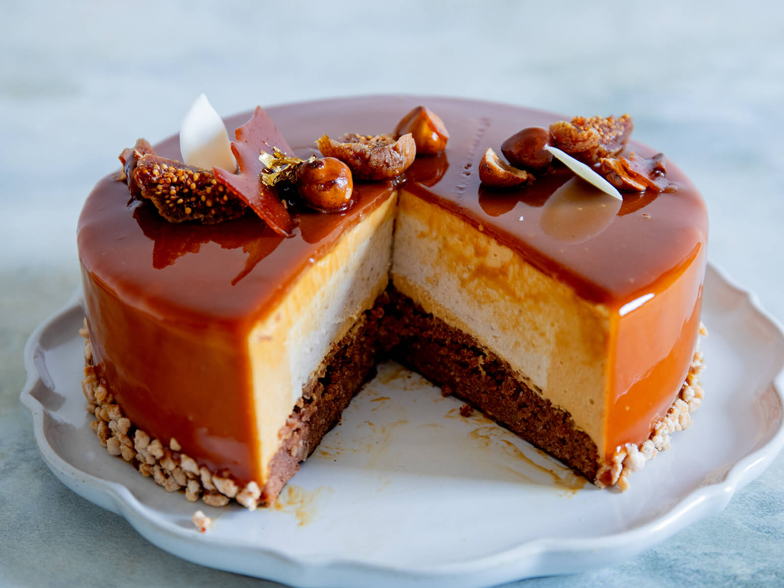 キャラメルとバナナのムースケーキ